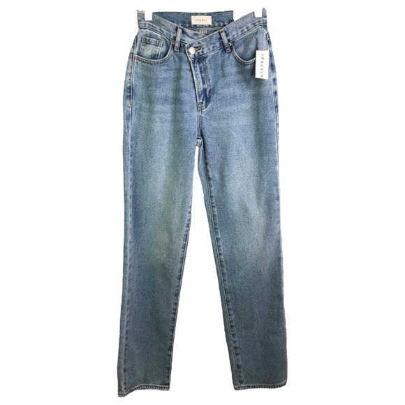 PacSun Dad Jeans Womens Sz 24 Blue Denim Button Fly High Rise Light Wash NWT - Picture 1 of 10